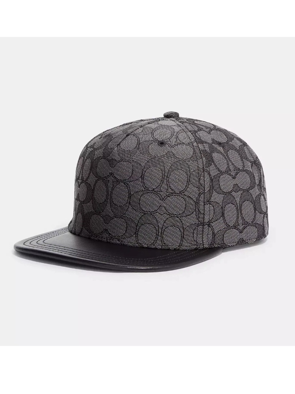 NWT Coach Unisex Flat-Brim Leather and Jacquard Baseball Cap Size XS/S - Picture 2 of 10